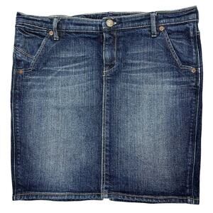 Y2K Ruehl No. 925 Low-Rise Mini‎ Jean Skirt Sz 27" Dark Wash Stretch Grunge Punk